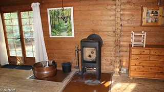 Ofen in Skallerup Blockhütte