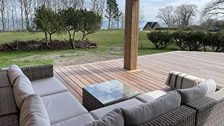 Blick auf die Landschaft von Anjas Hus