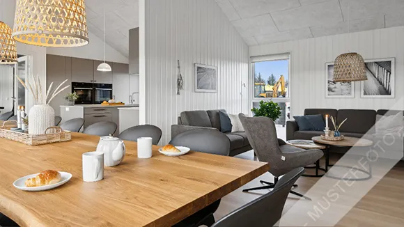 Essbereich in Kurve Poolhus