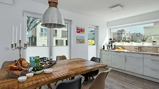 Küche in Haus mit Strandkorb Idyll