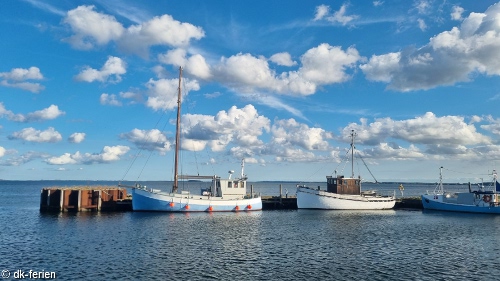 Fischerboote im Hafen der Insel Fejø nördlich von Lolland