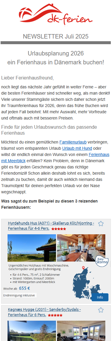 Newsletter Juli 2025 von dk-ferien